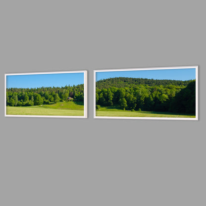 LED-Wandbild Zweiteiler quer mit Abstand – Felder & Wiesen
