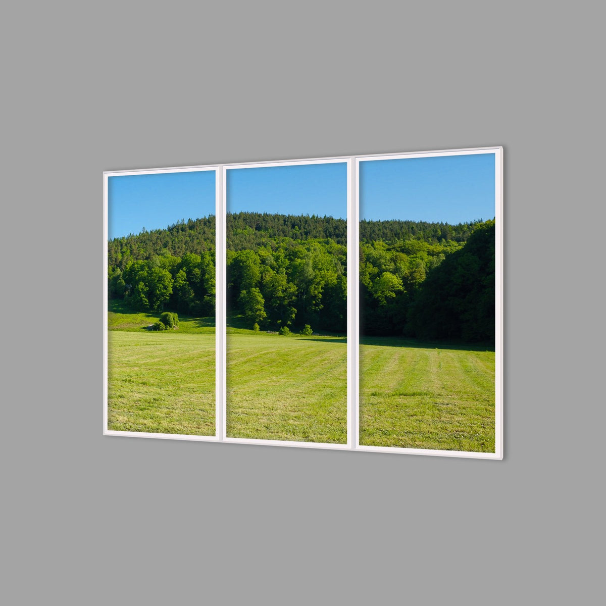 LED-Wandbild Dreiteiler hochkant 180x120 cm – Felder & Wiesen