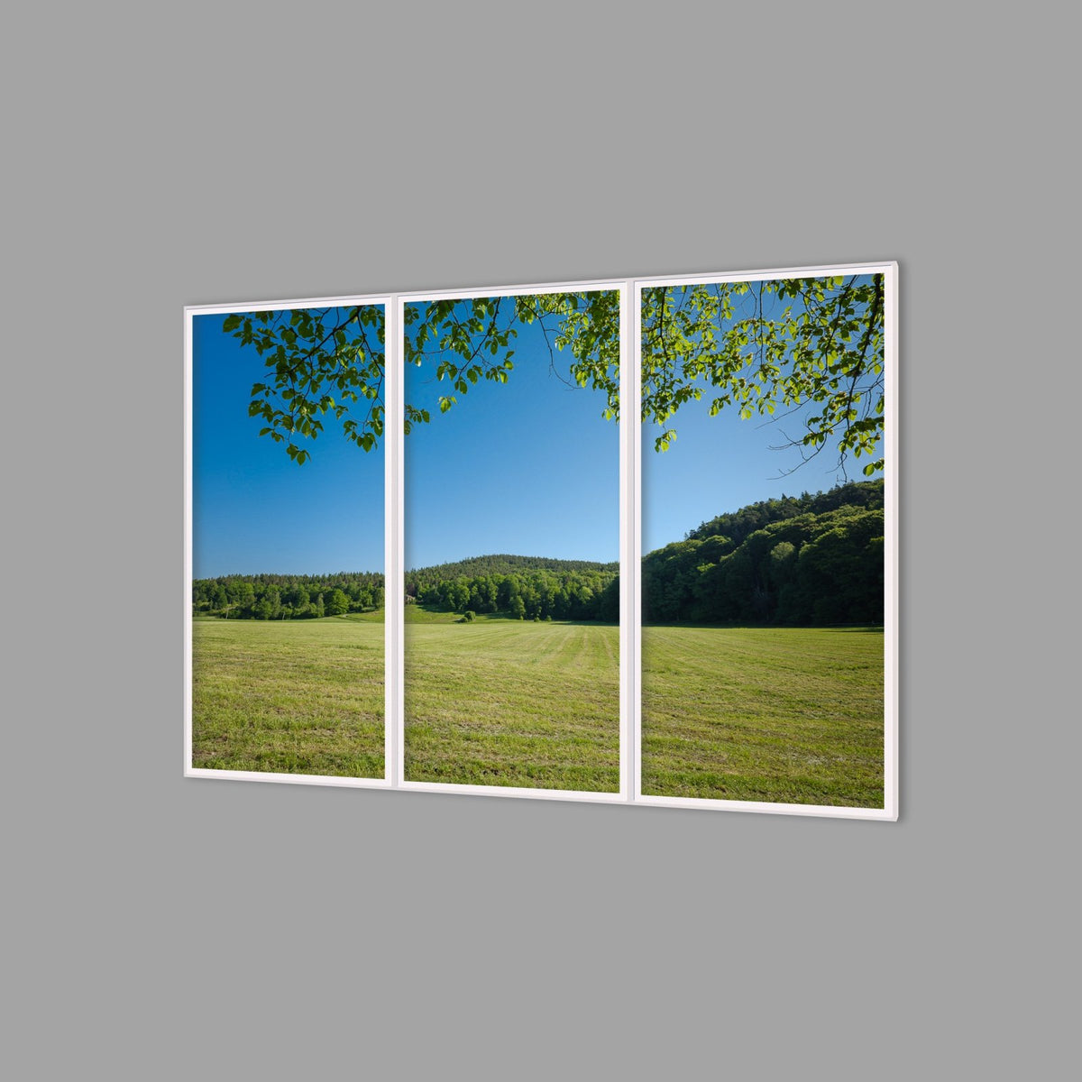 LED-Wandbild Dreiteiler hochkant 180x120 cm – Felder & Wiesen