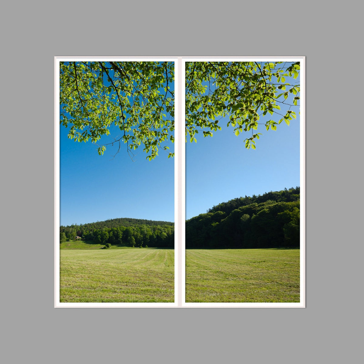 LED-Wandbild Zweiteiler hochkant 120x120 cm – Felder & Wiesen