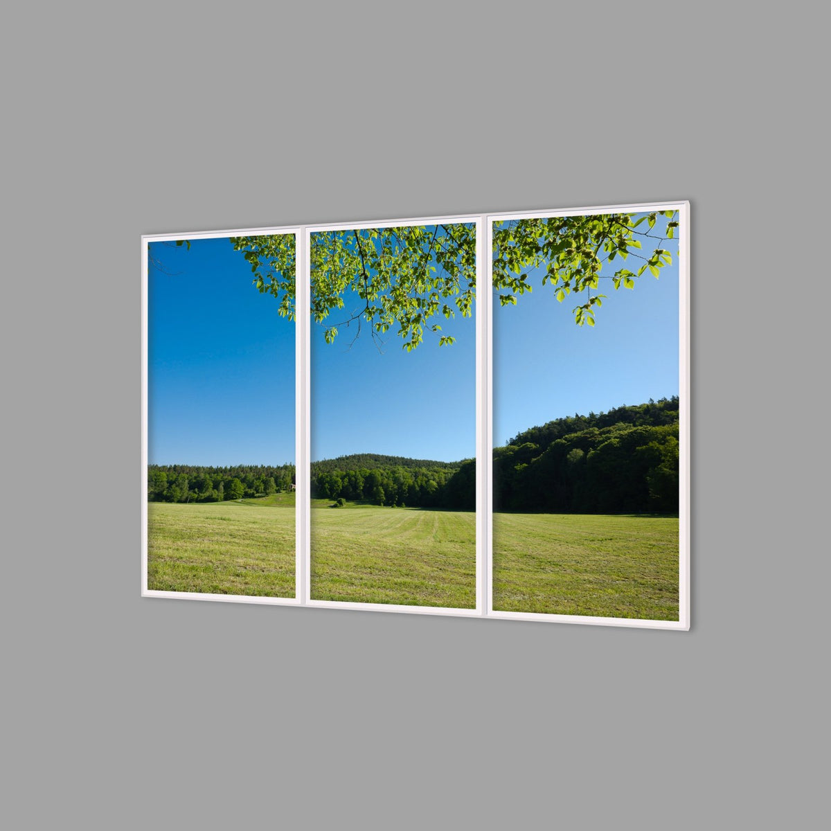 LED-Wandbild Dreiteiler hochkant 180x120 cm – Felder & Wiesen