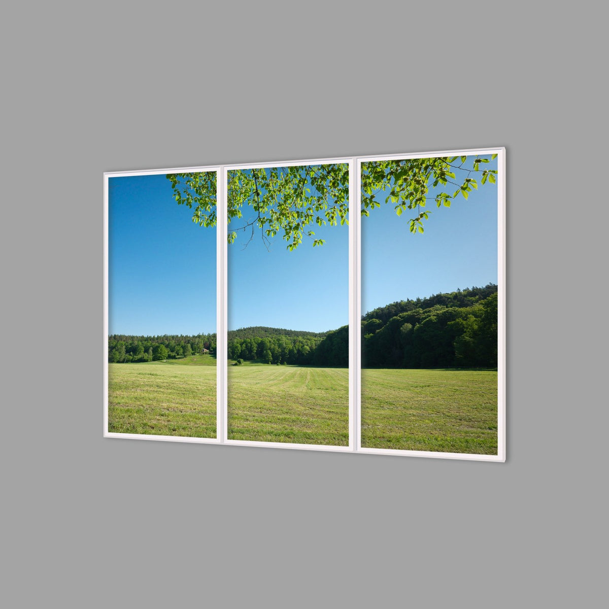 LED-Wandbild Dreiteiler hochkant 180x120 cm – Felder & Wiesen