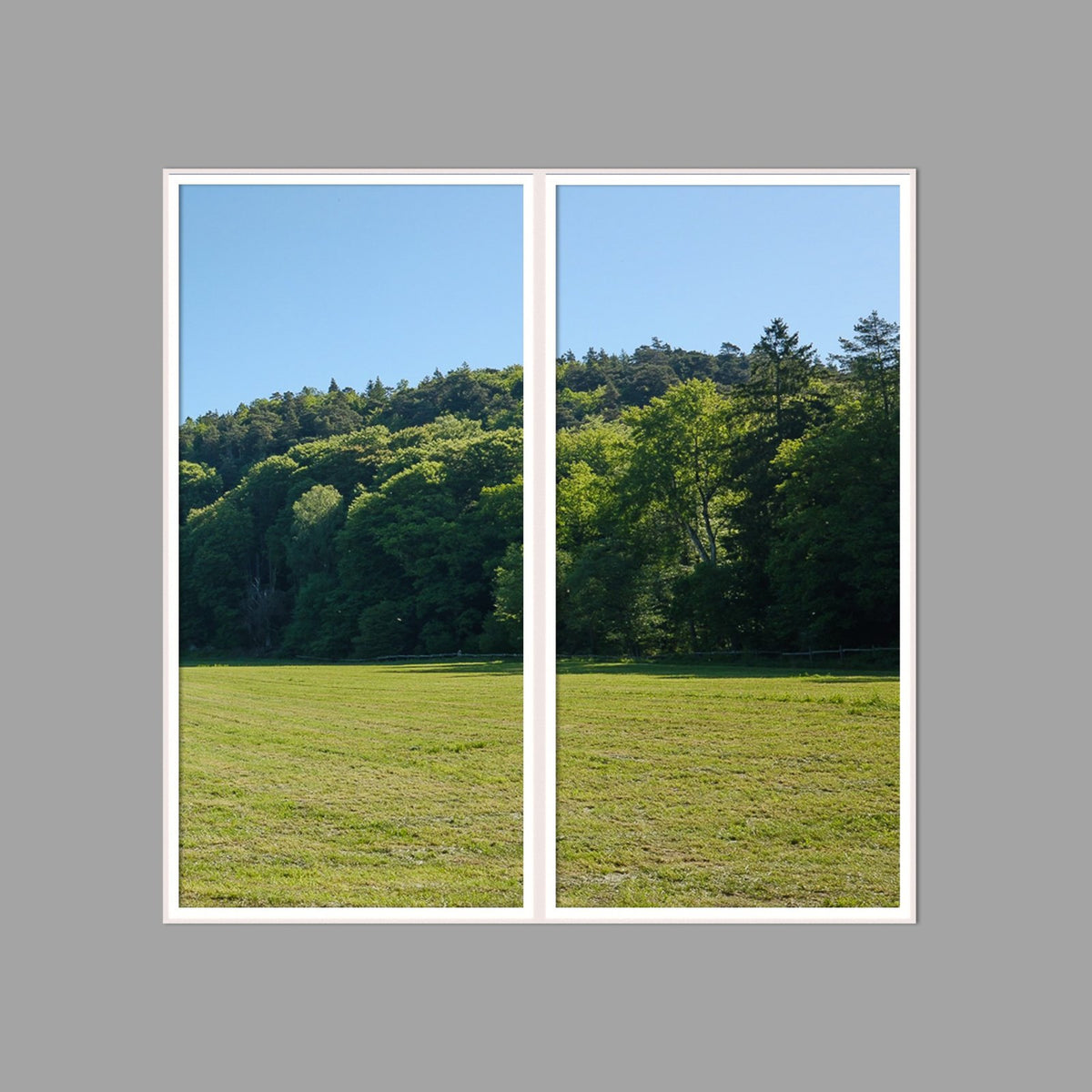 LED-Wandbild Zweiteiler hochkant 120x120 cm – Felder & Wiesen