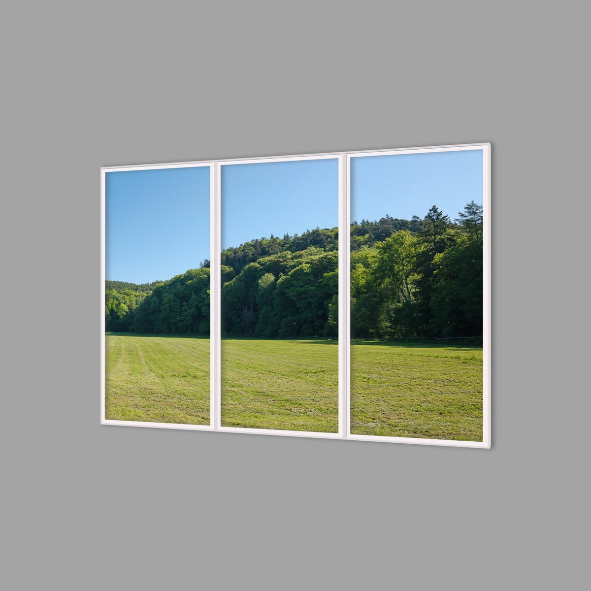 LED-Wandbild Dreiteiler hochkant 180x120 cm – Felder & Wiesen
