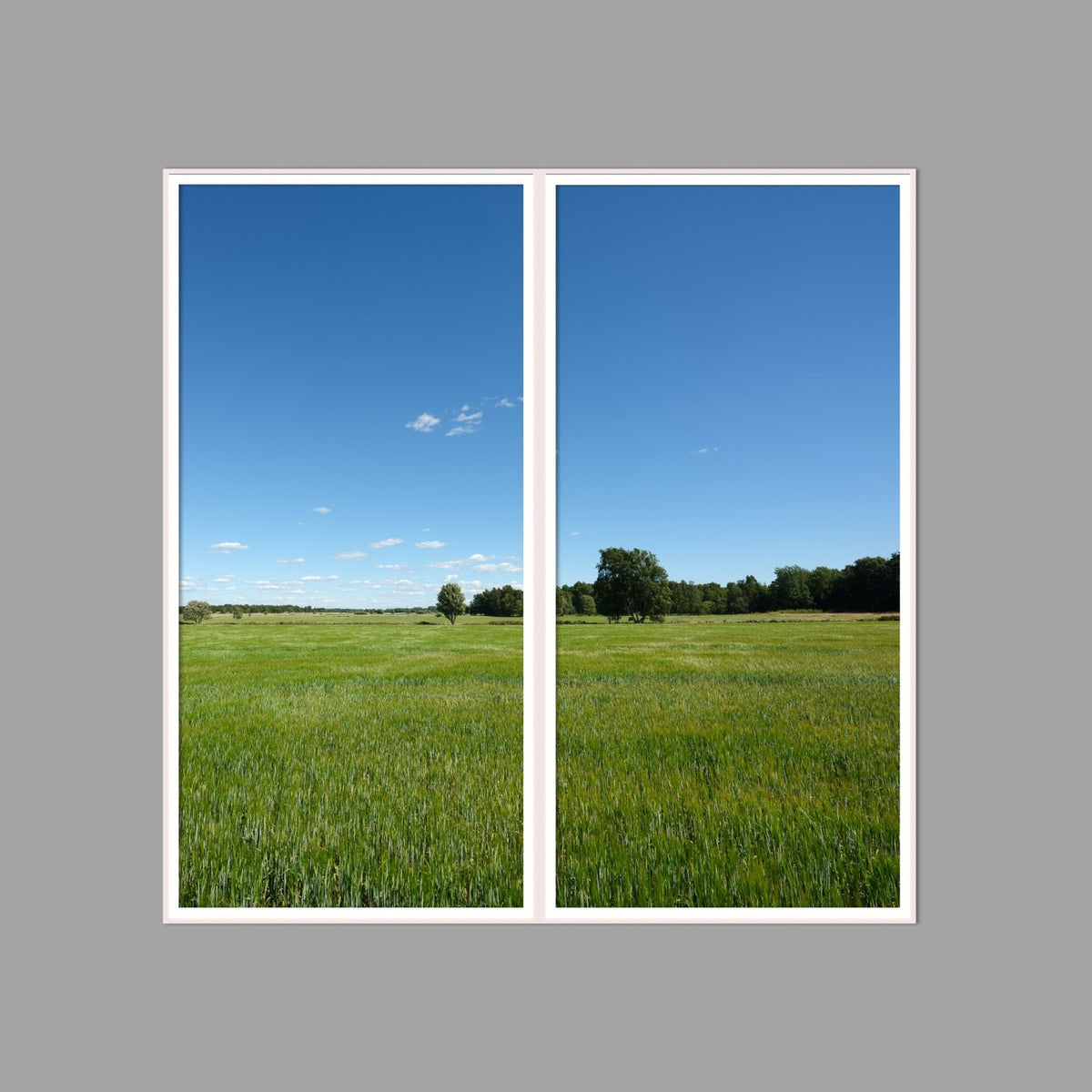 LED-Wandbild Zweiteiler hochkant 120x120 cm – Felder & Wiesen
