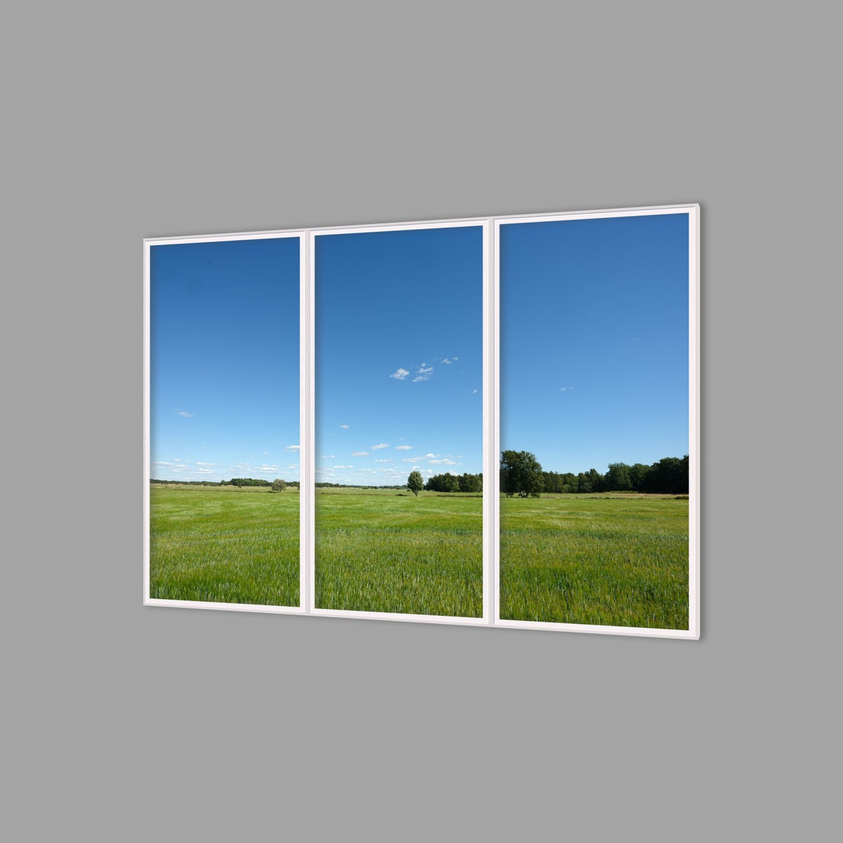 LED-Wandbild Dreiteiler hochkant 180x120 cm – Felder & Wiesen