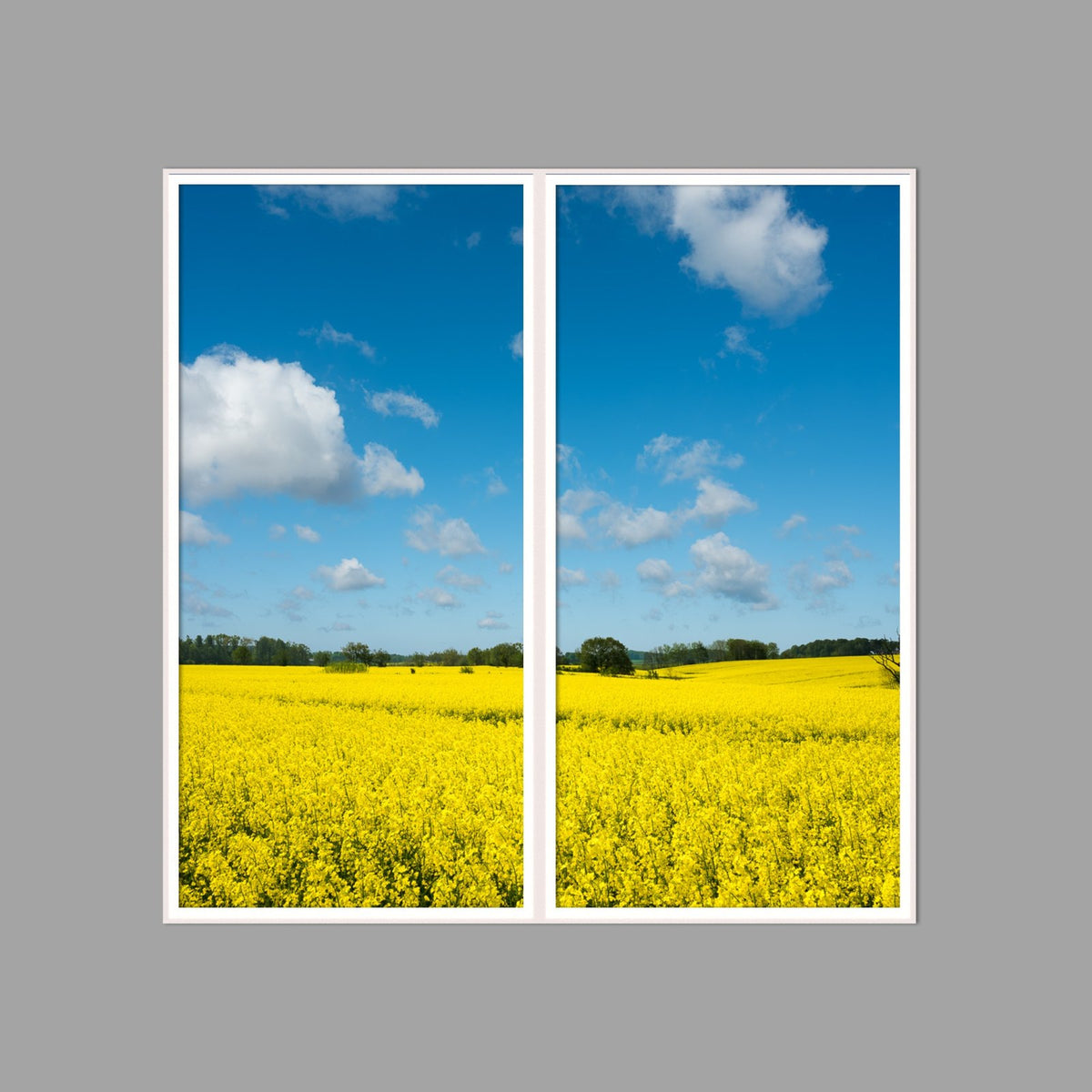 LED-Wandbild Zweiteiler hochkant 120x120 cm – Felder & Wiesen