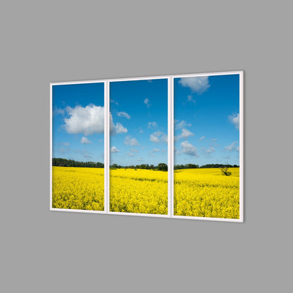 LED-Wandbild Dreiteiler hochkant 180x120 cm – Felder & Wiesen
