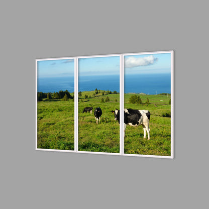 LED-Wandbild Dreiteiler hochkant 180x120 cm – Felder & Wiesen