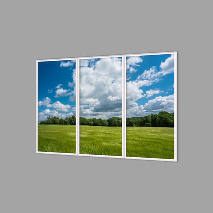 LED-Wandbild Dreiteiler hochkant 180x120 cm – Felder & Wiesen