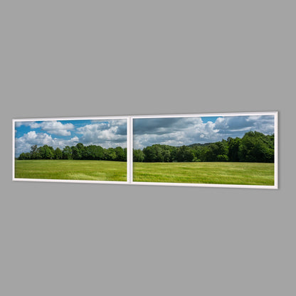 LED-Wandbild Zweiteiler quer 240x60 cm – Felder & Wiesen