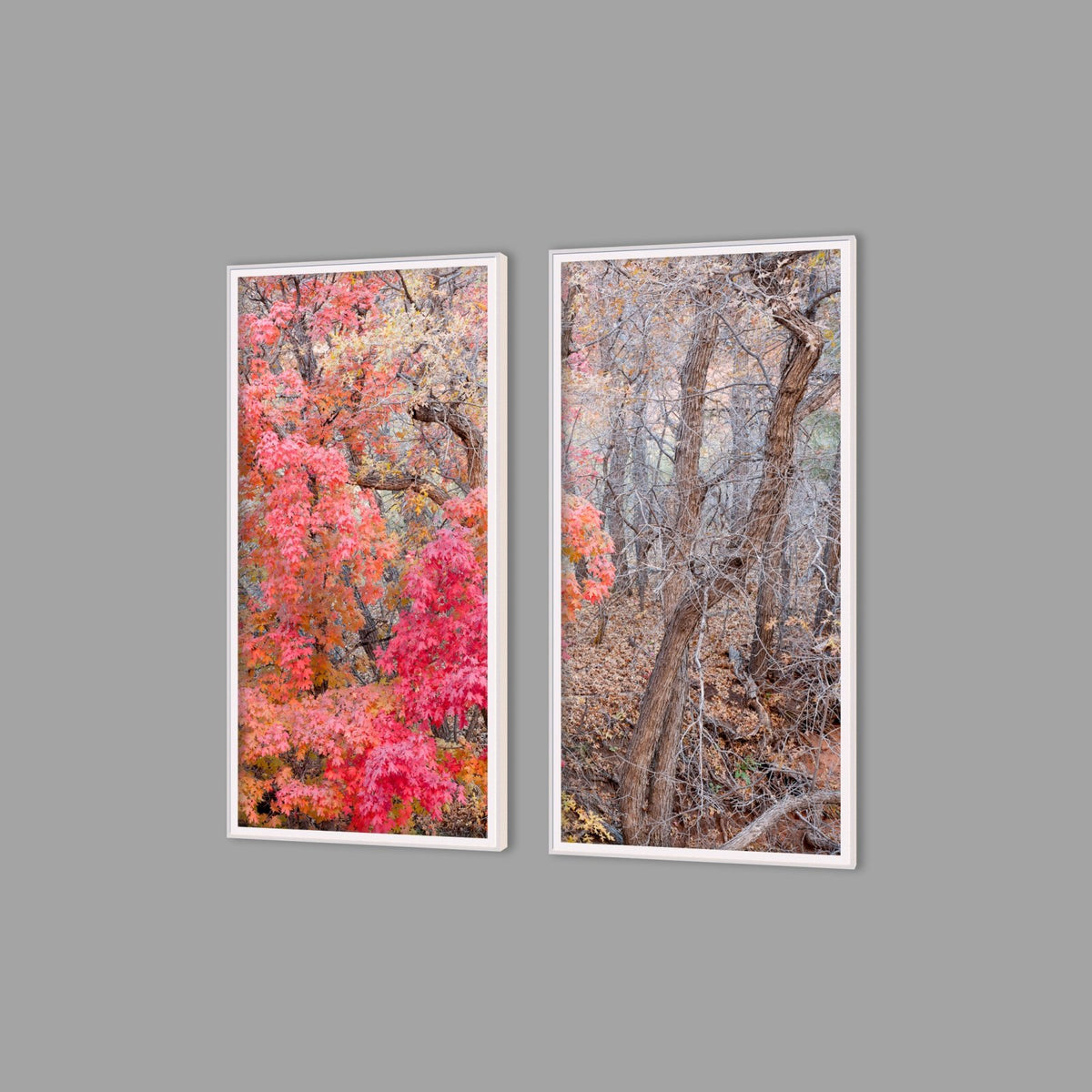 LED-Wandbild Zweiteiler hochkant mit Abstand – Herbst