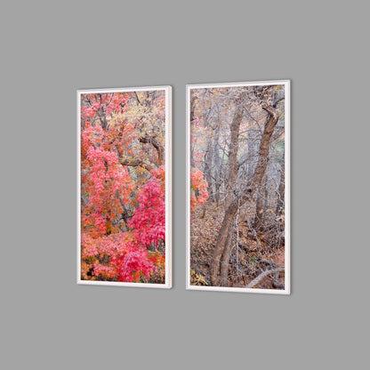 LED-Wandbild Zweiteiler hochkant mit Abstand – Herbst