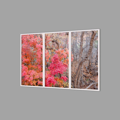 LED-Wandbild Dreiteiler hochkant 180x120 cm – Herbst