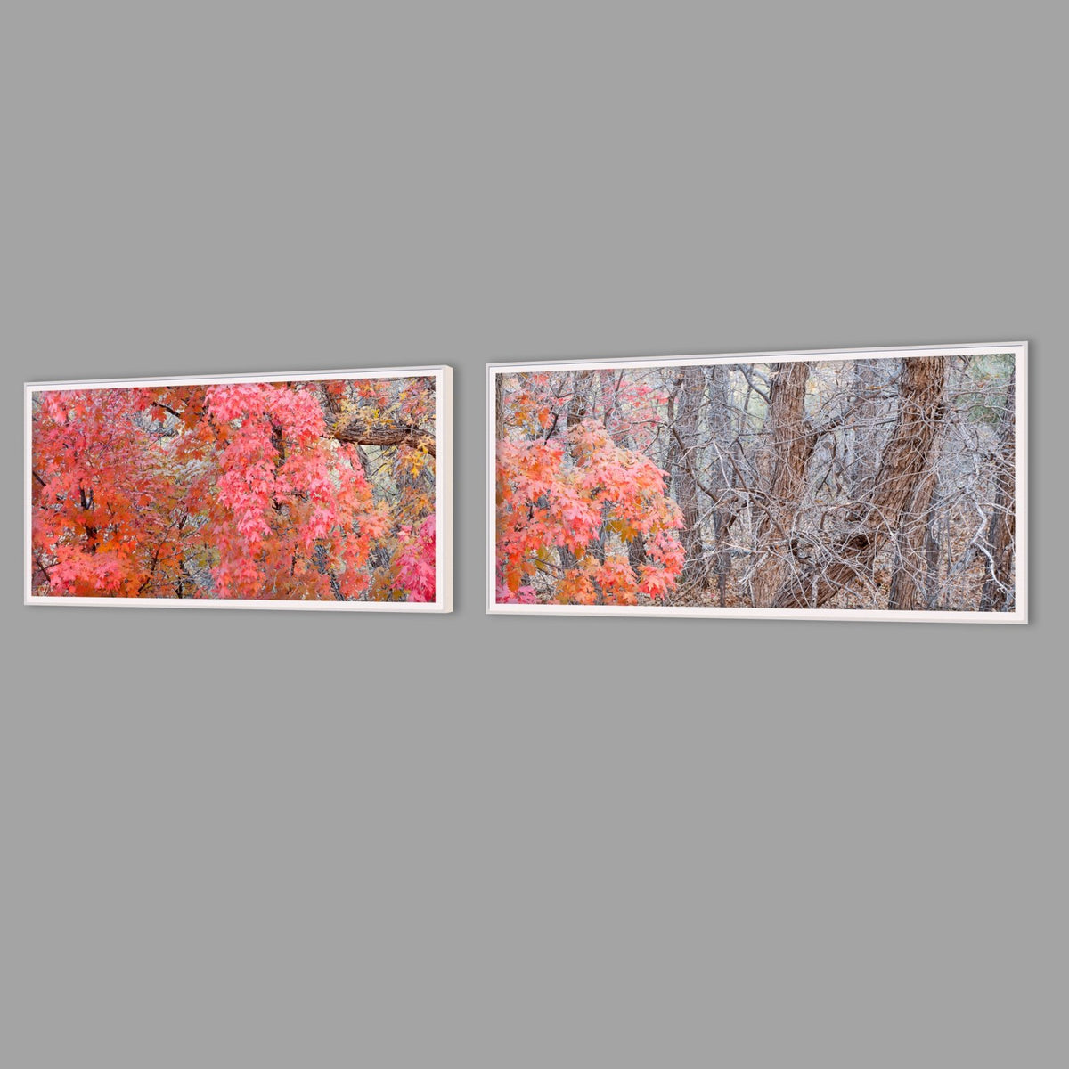 LED-Wandbild Zweiteiler quer mit Abstand – Herbst