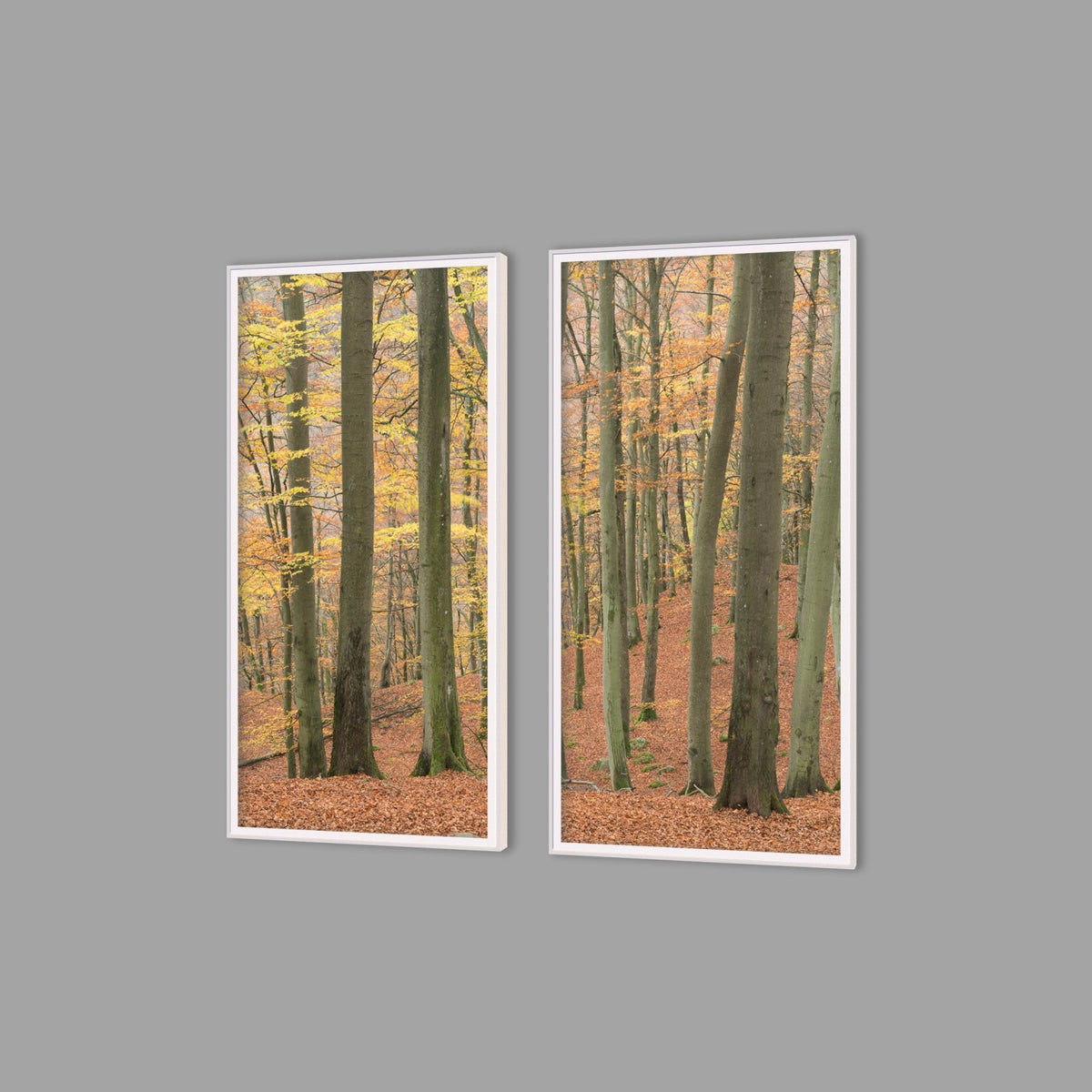 LED-Wandbild Zweiteiler hochkant mit Abstand – Herbst