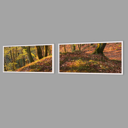 LED-Wandbild Zweiteiler quer mit Abstand – Herbst
