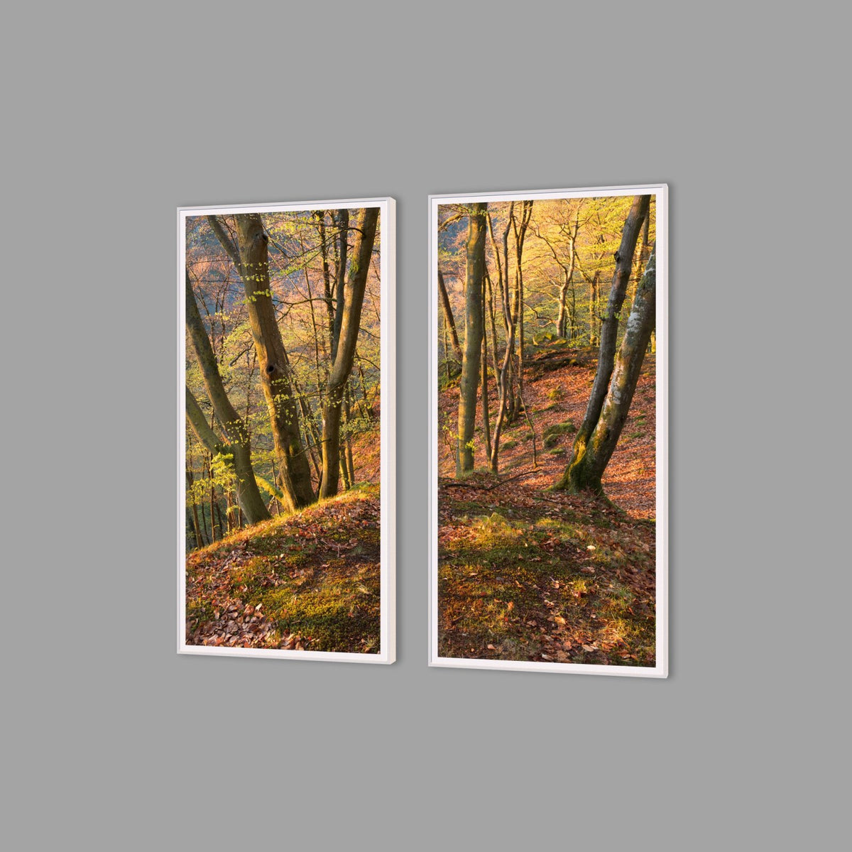 LED-Wandbild Zweiteiler hochkant mit Abstand – Herbst