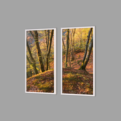 LED-Wandbild Zweiteiler hochkant mit Abstand – Herbst