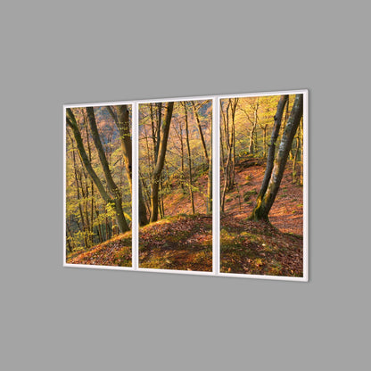 LED-Wandbild Dreiteiler hochkant 180x120 cm – Herbst