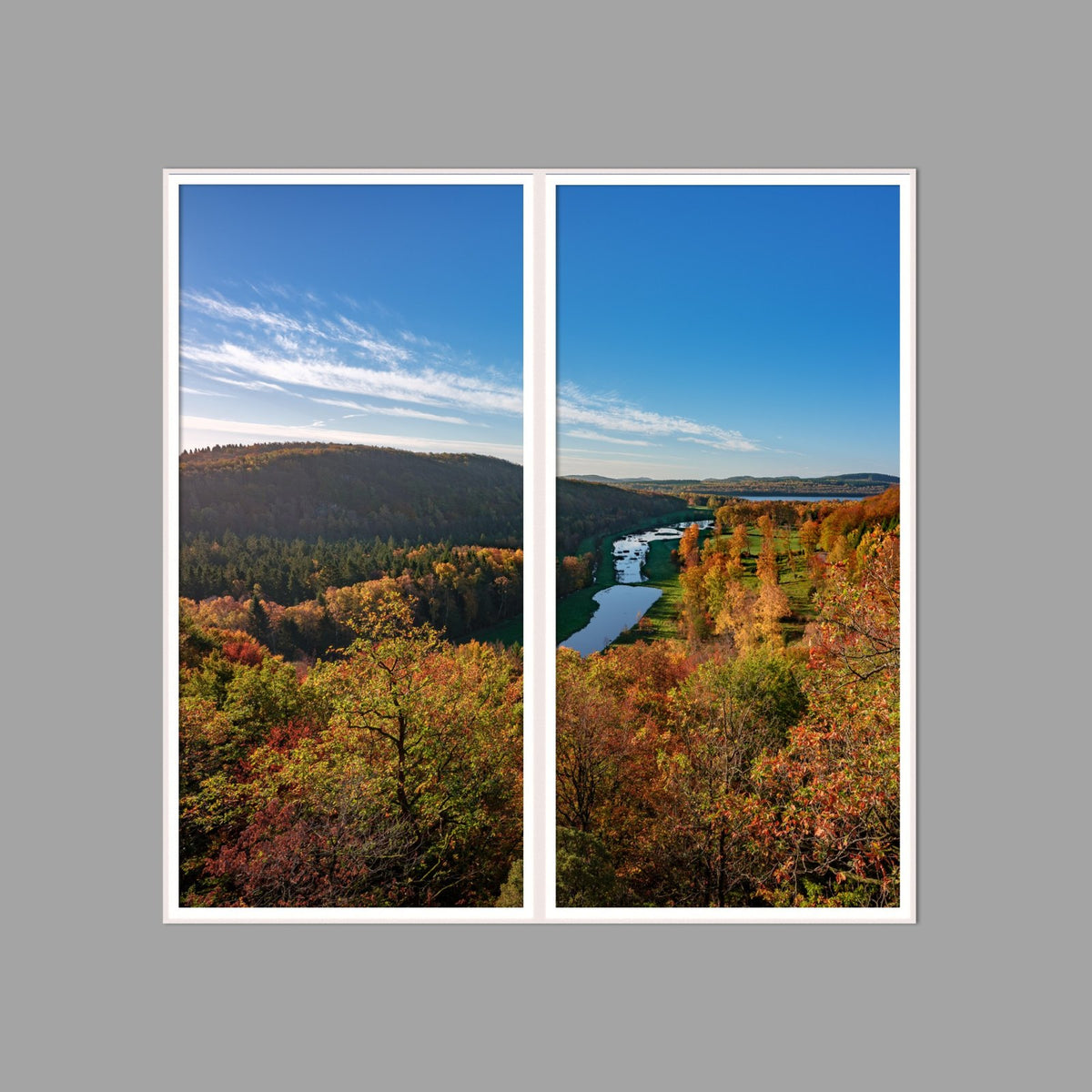 LED-Wandbild Zweiteiler hochkant 120x120 cm – Herbst