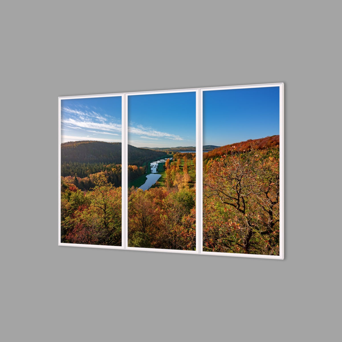 LED-Wandbild Dreiteiler hochkant 180x120 cm – Herbst