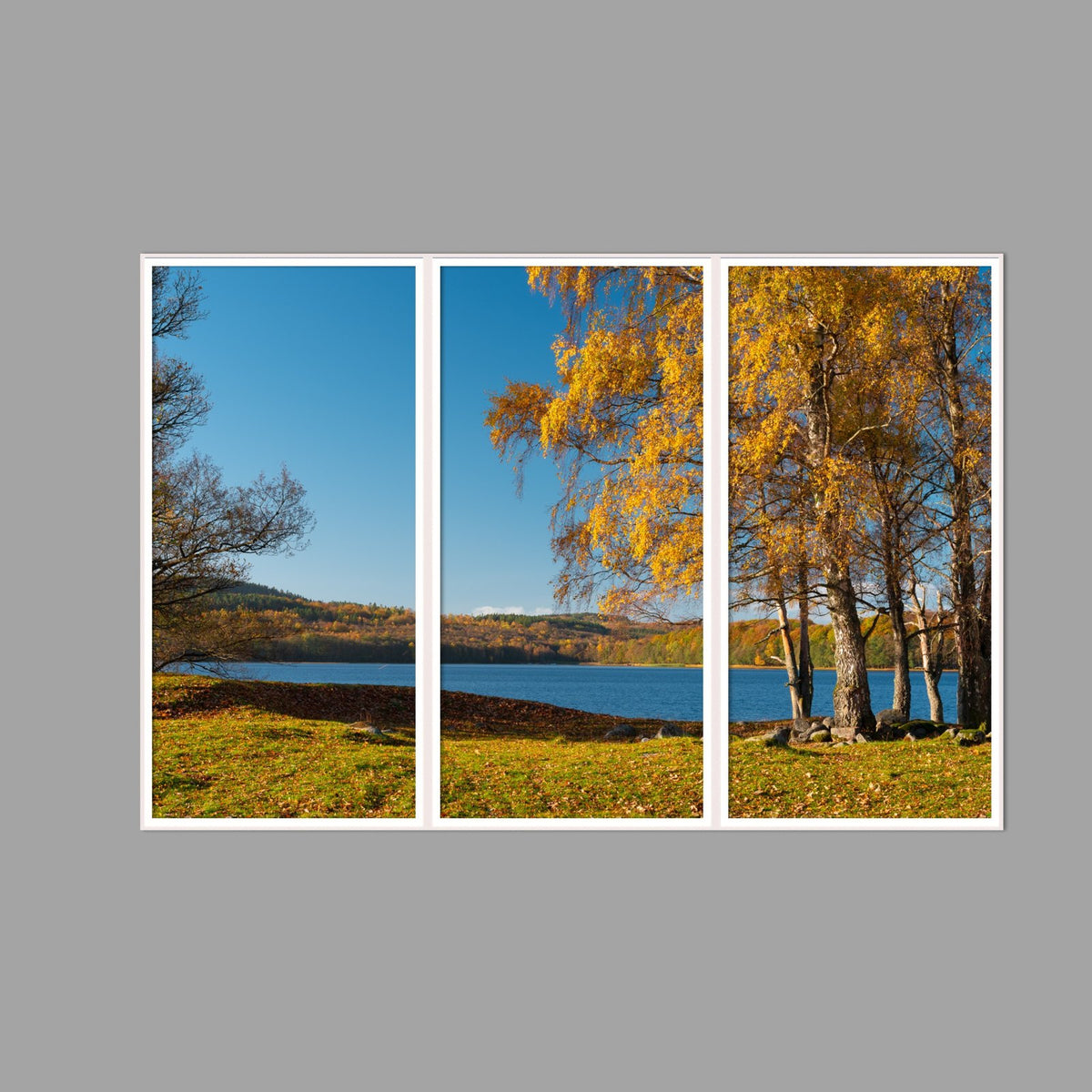 LED-Wandbild Dreiteiler hochkant 180x120 cm – Herbst
