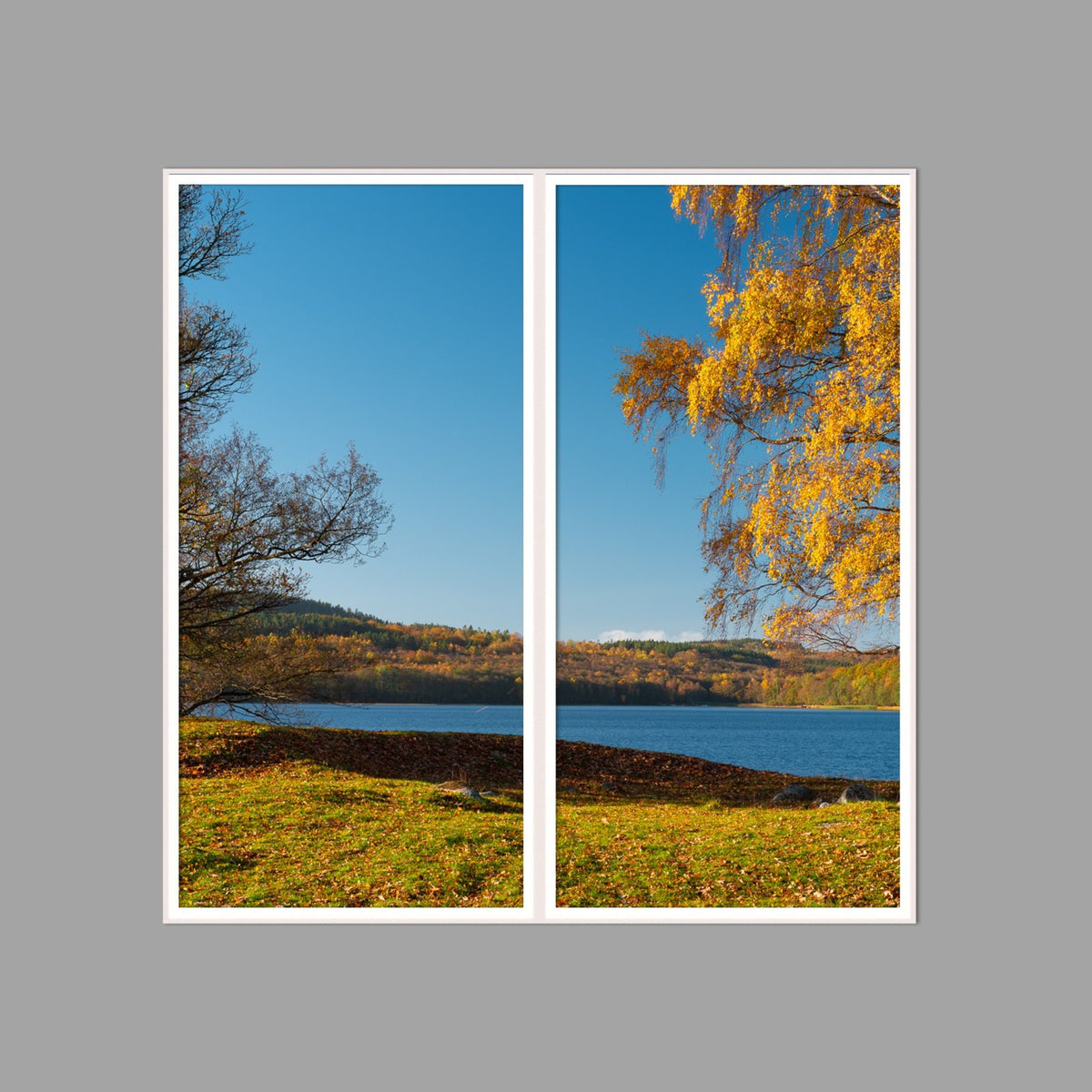 LED-Wandbild Zweiteiler hochkant 120x120 cm – Herbst