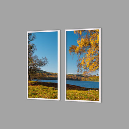 LED-Wandbild Zweiteiler hochkant mit Abstand – Herbst