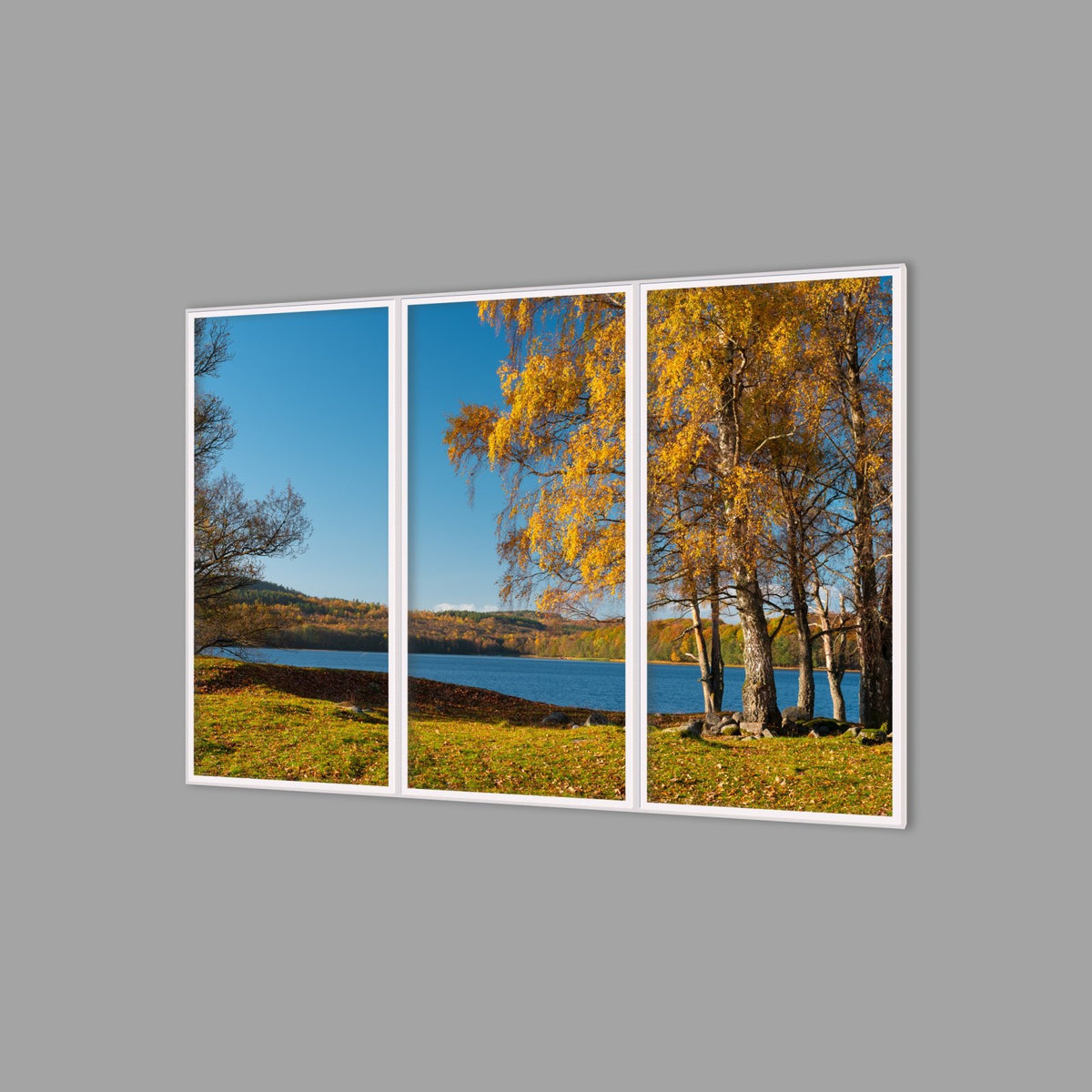 LED-Wandbild Dreiteiler hochkant 180x120 cm – Herbst
