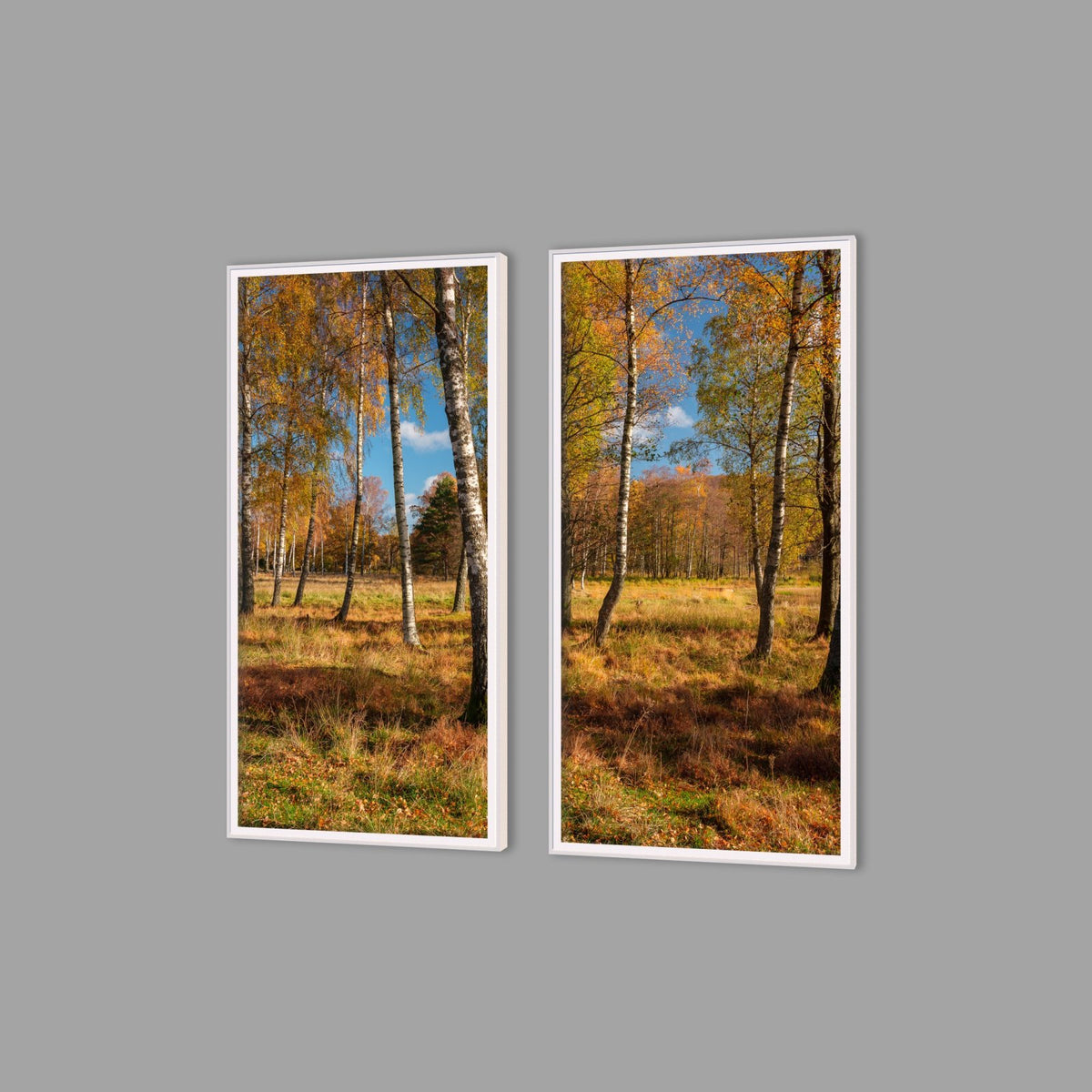 LED-Wandbild Zweiteiler hochkant mit Abstand – Herbst