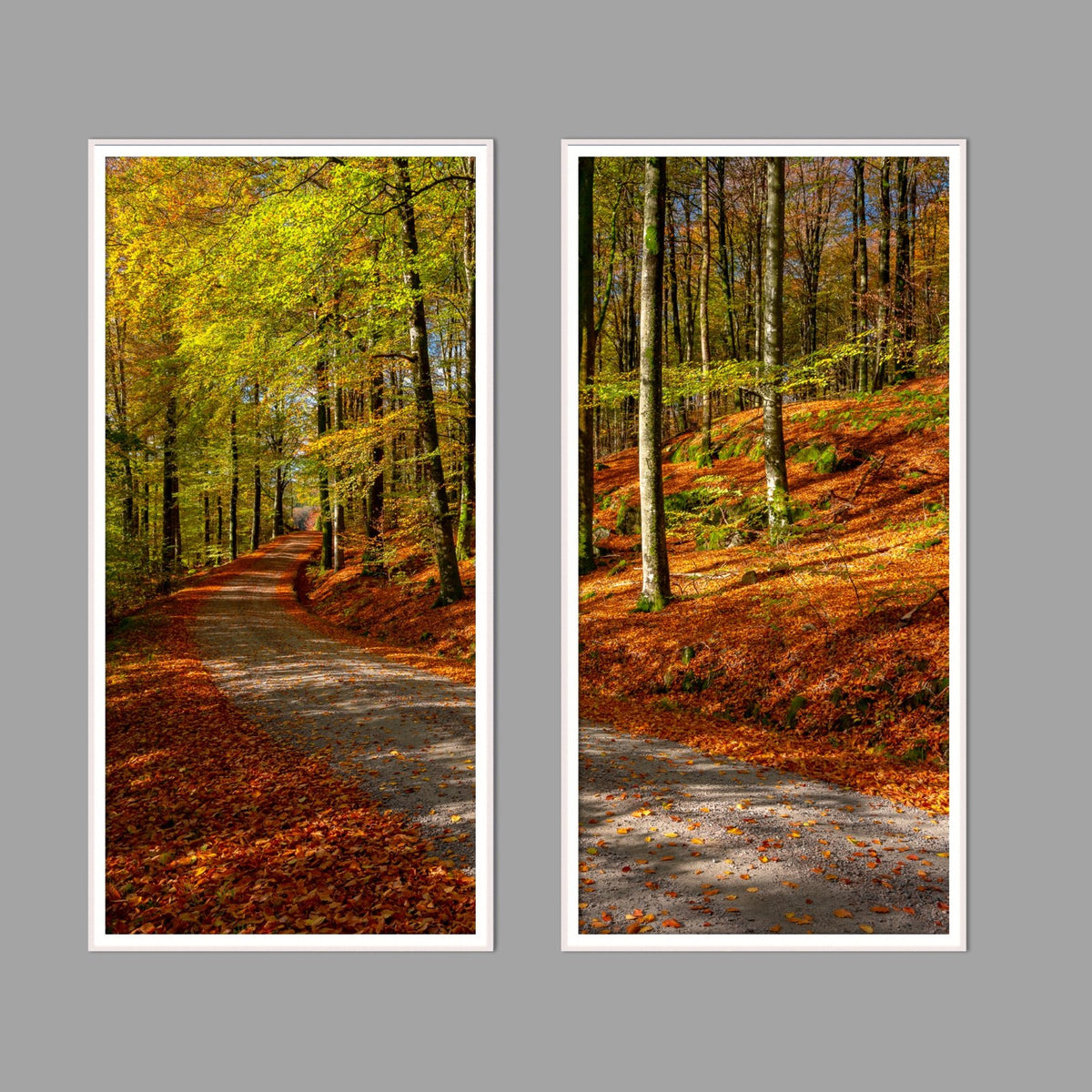 LED-Wandbild Zweiteiler hochkant mit Abstand – Herbst