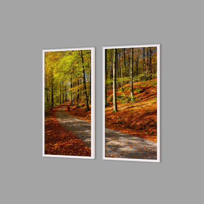 LED-Wandbild Zweiteiler hochkant mit Abstand – Herbst