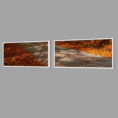 LED-Wandbild Zweiteiler quer mit Abstand – Herbst