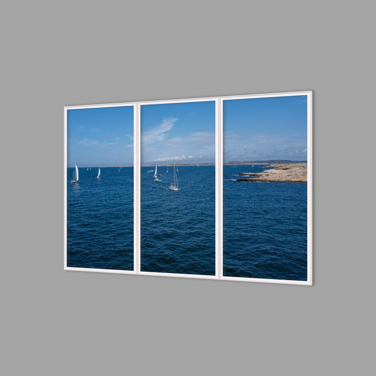LED-Wandbild Dreiteiler hochkant 180x120 cm – Meer & Küste
