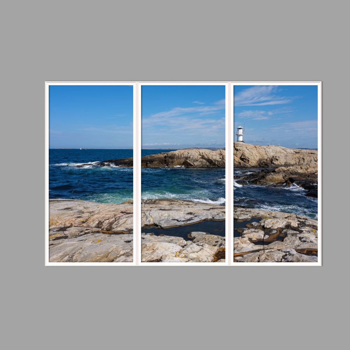 LED-Wandbild Dreiteiler hochkant 180x120 cm – Meer & Küste