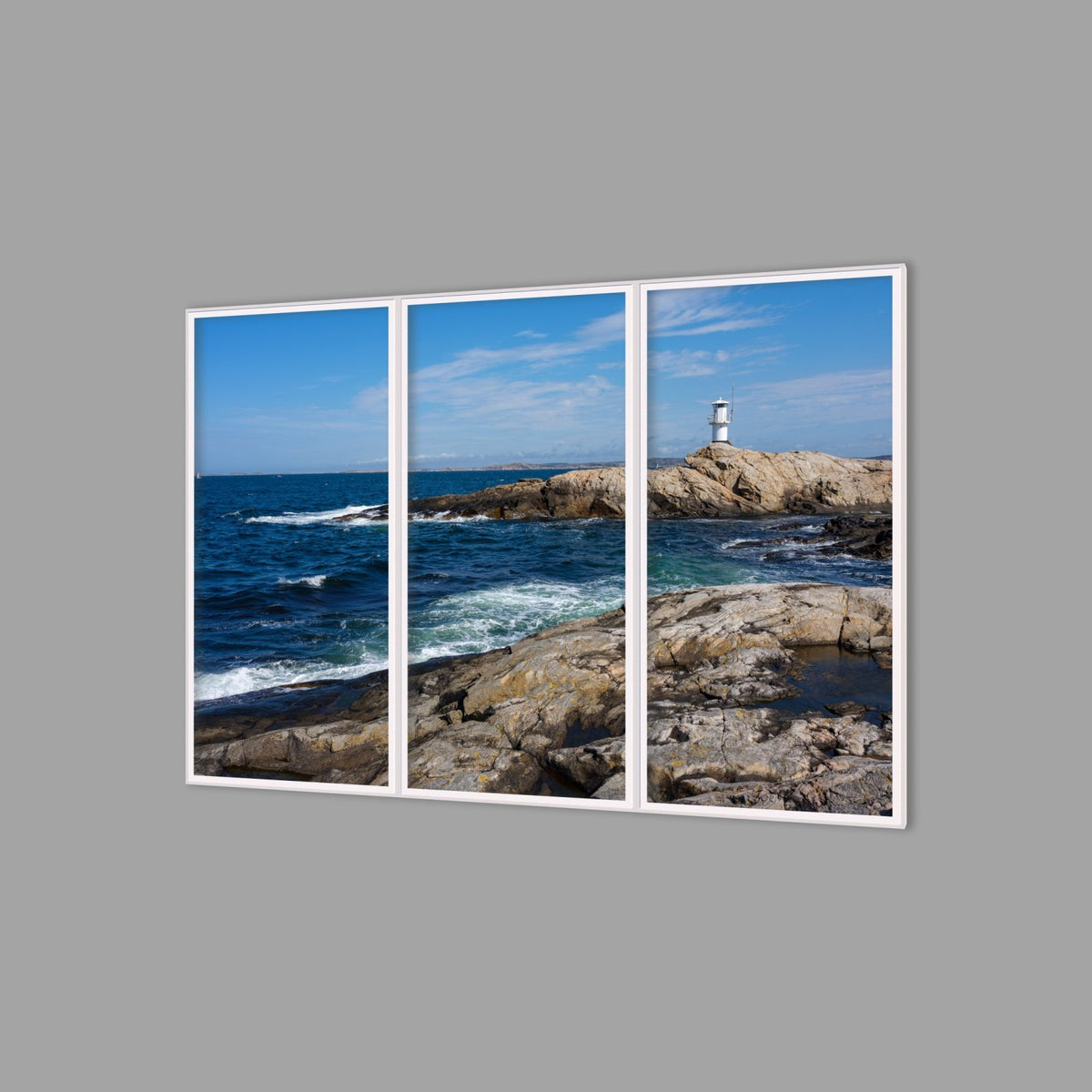 LED-Wandbild Dreiteiler hochkant 180x120 cm – Meer & Küste