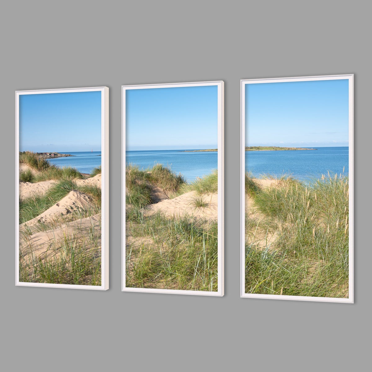LED-Wandbild Dreiteiler hochkant mit Abstand – Meer & Küste