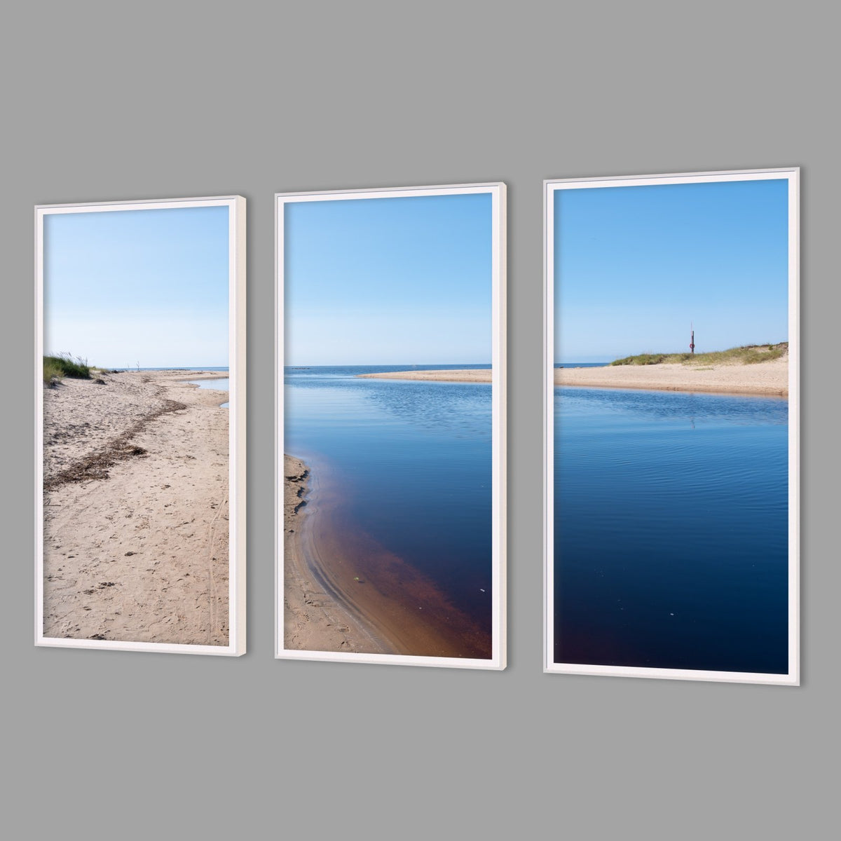 LED-Wandbild Dreiteiler hochkant mit Abstand – Meer & Küste