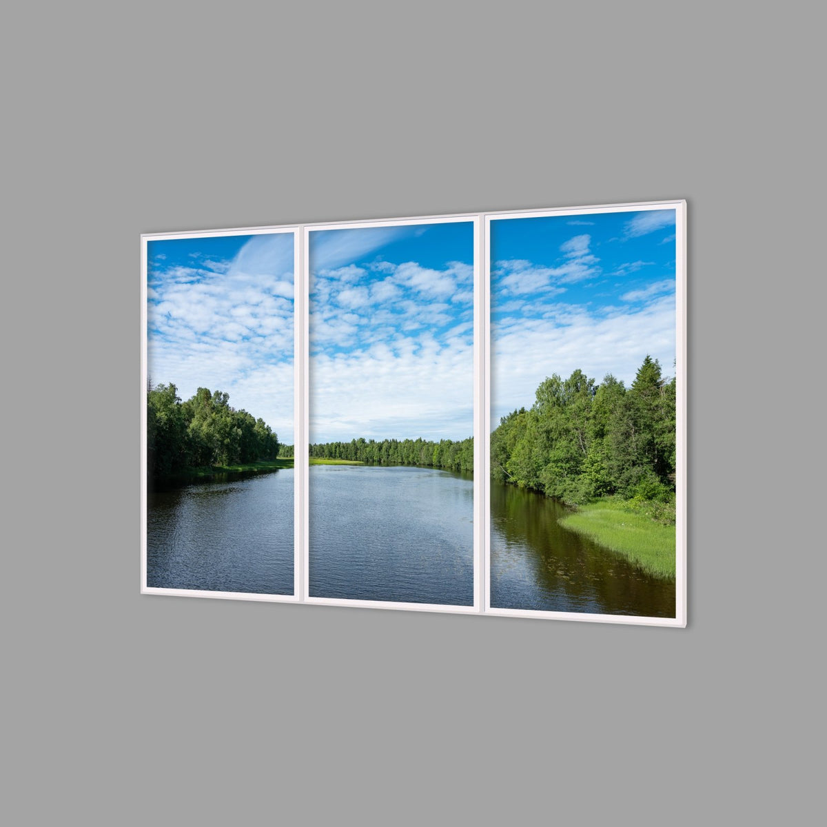 LED-Wandbild Dreiteiler hochkant 180x120 cm – Seen & Flüsse