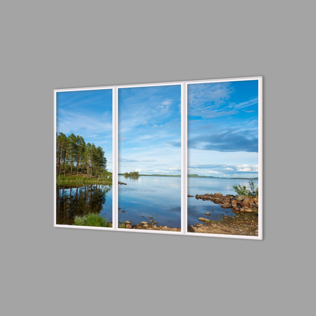 LED-Wandbild Dreiteiler hochkant 180x120 cm – Seen & Flüsse
