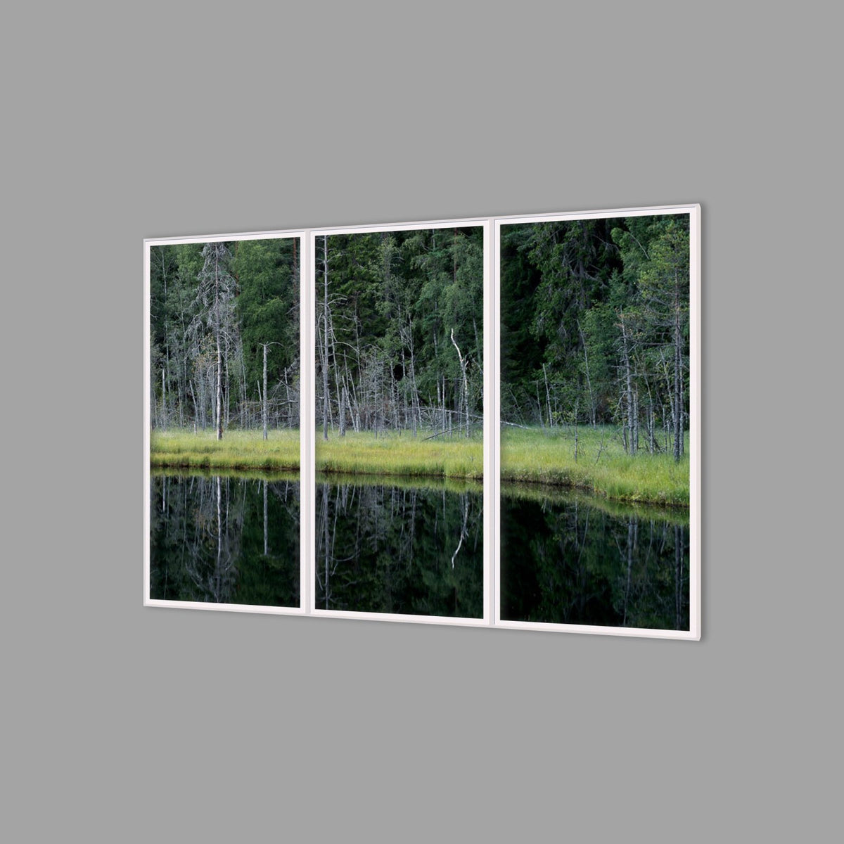 LED-Wandbild Dreiteiler hochkant 180x120 cm – Seen & Flüsse