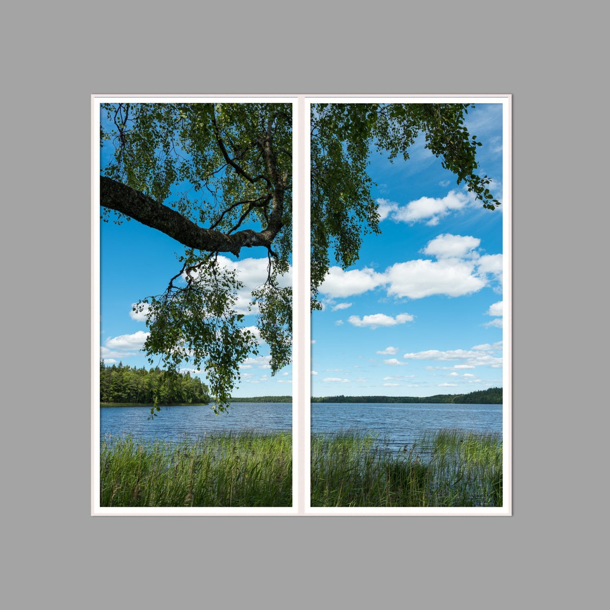 LED-Wandbild Zweiteiler hochkant 120x120 cm – Seen & Flüsse