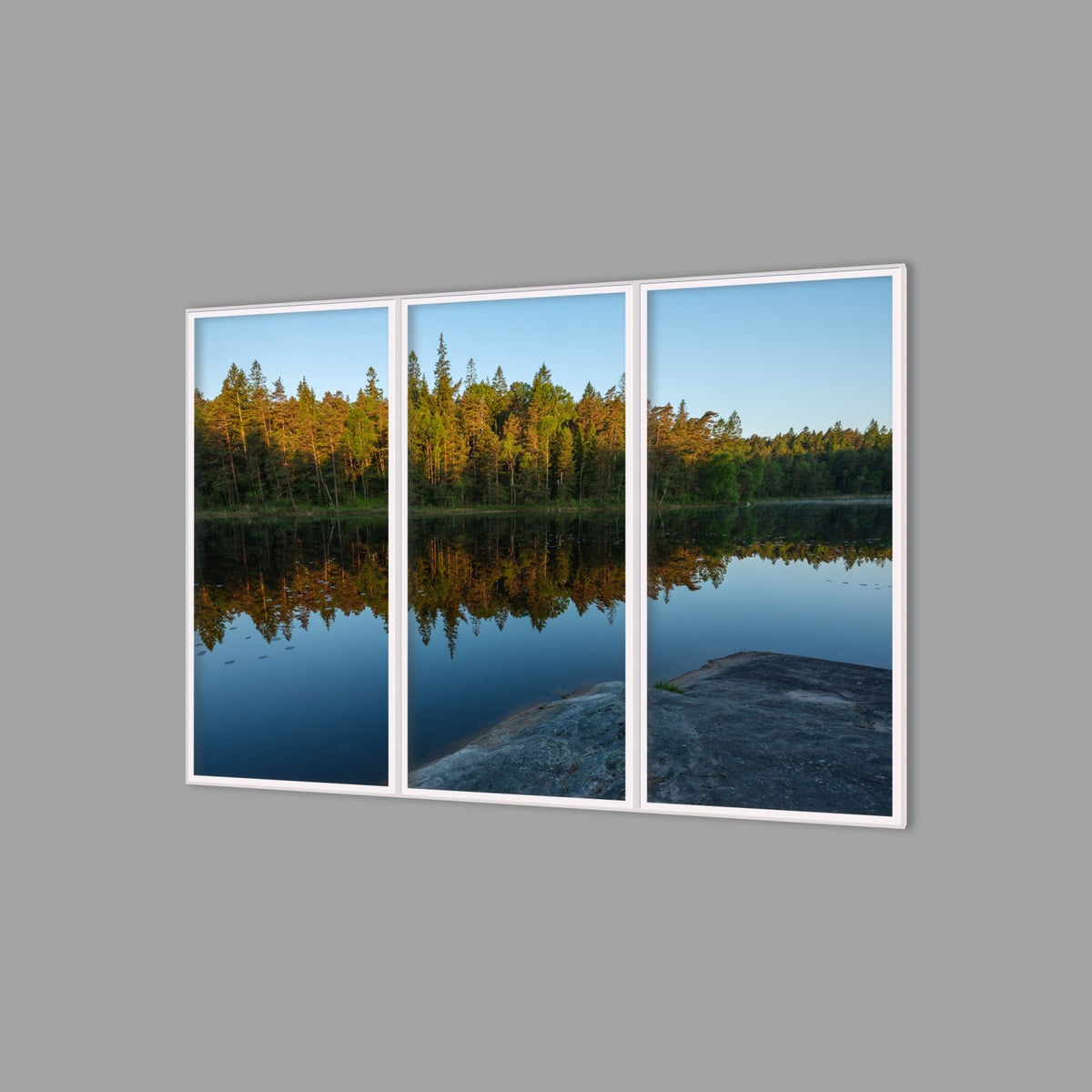 LED-Wandbild Dreiteiler hochkant 180x120 cm – Seen & Flüsse