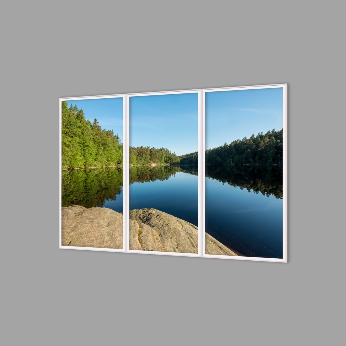 LED-Wandbild Dreiteiler hochkant 180x120 cm – Seen & Flüsse