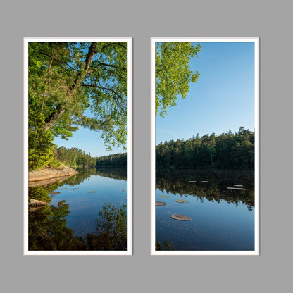 LED-Wandbild Zweiteiler hochkant mit Abstand – Seen & Flüsse