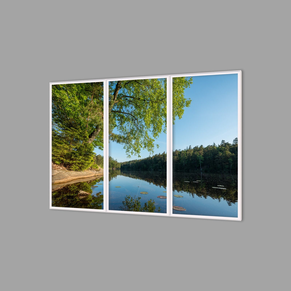 LED-Wandbild Dreiteiler hochkant 180x120 cm – Seen & Flüsse