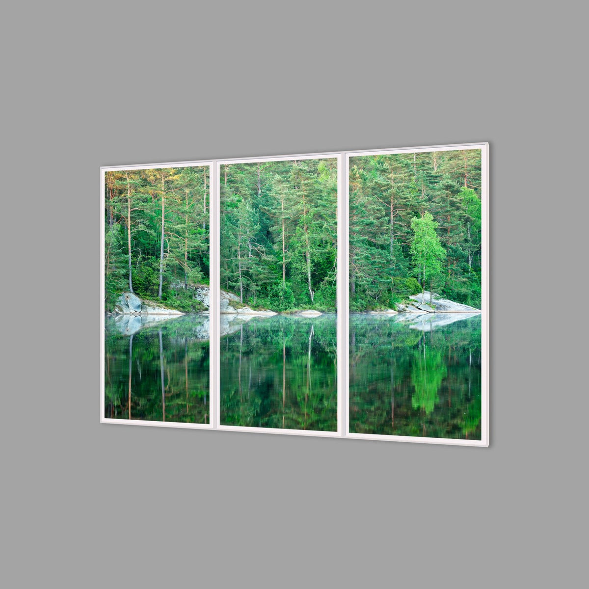 LED-Wandbild Dreiteiler hochkant 180x120 cm – Seen & Flüsse