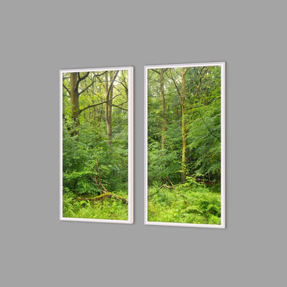 LED-Wandbild Zweiteiler hochkant mit Abstand – Wald