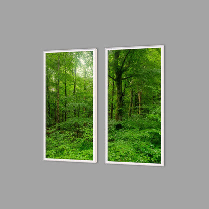 LED-Wandbild Zweiteiler hochkant mit Abstand – Wald